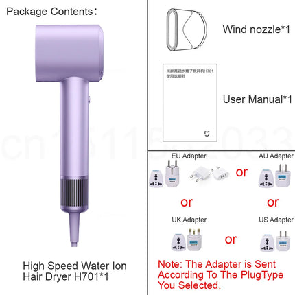 MIJIA High Speed Water Ion Hair Dryer H701,4 Temps & 3 Speeds,Professional 1600W Ionic Blow Dryers,110000 Rpm Fast Dry