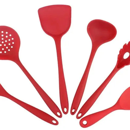 6Pcs Silicone Kitchen Utensils Set Spatulas,Slotted Spoon, Rice Scoop Dishwasher Safe Heat Resistant Utensilios Cooking Tools