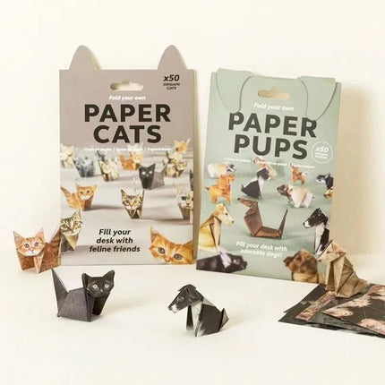 50pcs DIY Paper Cats DIY Origami Paper to Fold Cute Cat Figures Handmade DIY Paper Dinosaur Fun Art Craft Folding Animal Set