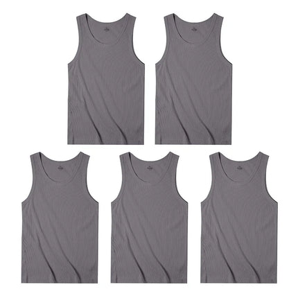 Maden Casual Men's Sleeveless Tank Tops Heavyweight Solid Color Ribbed Vest for Summer Slim Fit Sports Fitness Training T-shirt