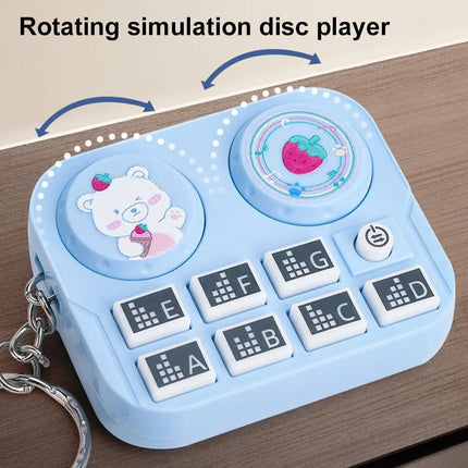 1pc Mini Music DJ Disc Player Keychain Musical Instrument Sound Button Toy Games Children's Educational Toy Bag Pendant Keychain