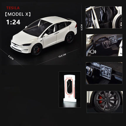 1:24 Model X Model Y Model 3 Alloy Die Cast Toy Car Model Sound and Light Children's Toy Collectibles Birthday gifts