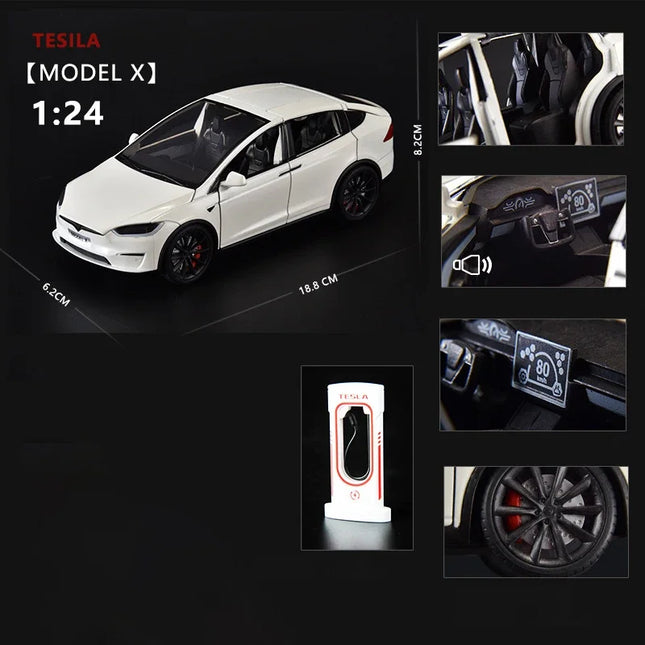 1:24 Model X Model Y Model 3 Alloy Die Cast Toy Car Model Sound and Light Children's Toy Collectibles Birthday gifts