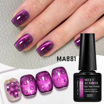 Grape Purple Cat Magnetic Gel Nail Polish Jelly Glass Beads Effect Magnetic Semi Permanent Soak Off UV Gel Varnish Nail Supplies