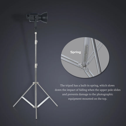 290cm Stainless Steel Tripod Metal Light Stand l Air Pressure Bearing 15kg For Ring Light Live Youtube and Photography Softbox