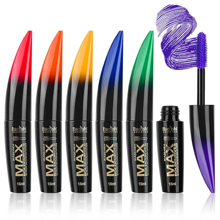 6 pcs colored mascara waterproof, dense curl, not easy to smudge eyeliner, blue, orange, yellow, pink, green, purple