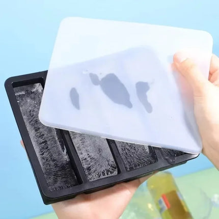 Silicone Ice Cube Mold Reusable Square Ice Cube Molds with Lid Whiskey Cocktail Freezer DIY Ice Maker Barware Kitchen Gadgets