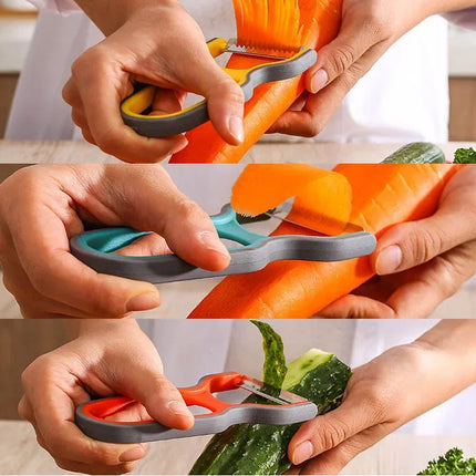 3Pcs Stainless Steel Multi-Function Potato Peeler Fruit Vegetable Chopper Mini Spud Slicer Grater Set Random Color Kitchen Tools