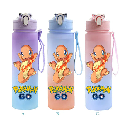 750ML Pokemon Gradient Color Plastic Drinking Bottle Water Bottle Hiking  Outdoor Large Capacit Portable Drink Bottles Cup
