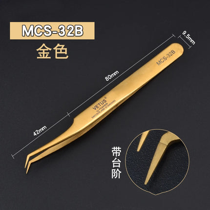 1pcs Vetus MCS Series Blue/Gold/Colorful Russian Volume Bloom Eyelash Extension Tweezers Stainless Precision Lash Tweezers Tools