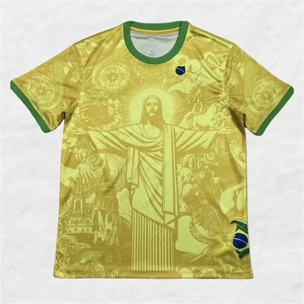 Summer Football Training Top Brazil Special Edition Jesus Black Grey Football Jersey Men's Women's Outdoor Quick-drying T-shirts