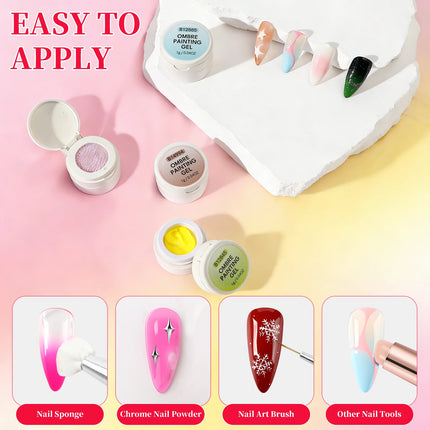 10-Color Cushion Gradient Painting Gel, UV/LED Blush Tap Gel, Nail Art Cushion Tap Gel Painting Tool