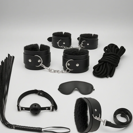 Bondage Kit For Adult Couples Cosplay Handcuffs Hemp Rope Mask Party Role Play Accessory Set
