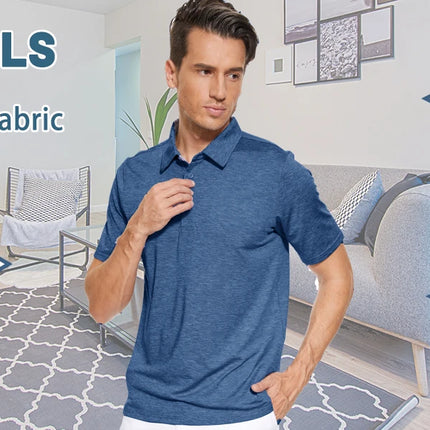 TACVASEN Summer Polo T-shirts Mens Casual Short Sleeve Shirts 3 Buttons Down Quick Dry Breathable Golf Fishing Pullover Workwear