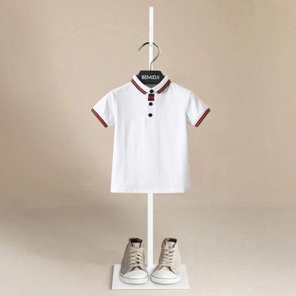 Brother Sister Clothes 2024 Summer New White Cotton Girl's Dress or Boy's Polo Shirt Short Sleeve TopPiece Suit