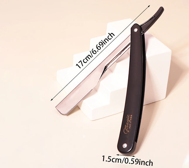 1/2pcs straight edge shaver high-end salon folding men's manual shaver，Special for real hair wigs