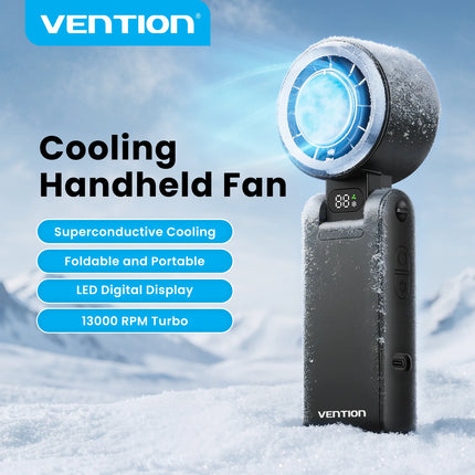 Vention Handheld Fan Superconductive Cooling 100 Speeds 13000 RPM LED Digital Display Handheld Turbo Foldable Outdoor Fan