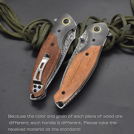 VG10 Damascus Steel Folding Knife, Rosewood Handle-light, Suitable For Camping, Fishing And Daily Carrying
