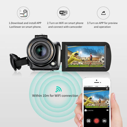 Video Camera 4K Professional Youtube Live Streaming Ordro AC5 12X Optical Zoom Digital Camcorder Blogger Vlogging Filmadora