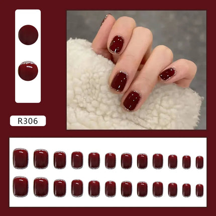Thousands Stars 24 Pcs Press on Nails Pink Nail Polish Glossy Artificial Finger Manicure Reusable False Nails for Women