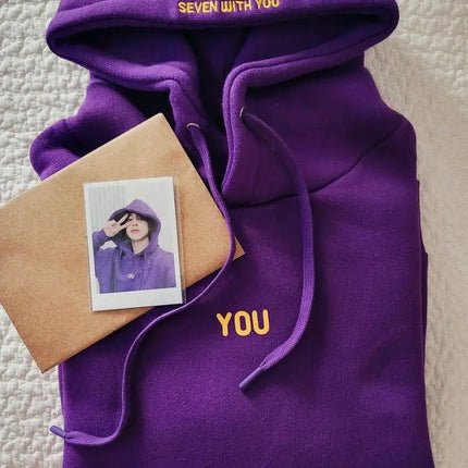 2024 Original  Hoodie Printed Seven With You 13 You Never Walk Alone Digital File Jimin Merch For Fans Card Purple Sweatshirt