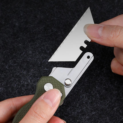G10 Handle Stainless Steel Folding Knife Outdoor Camping Portable Knife Comes with 10pcs Replaceable Blades
