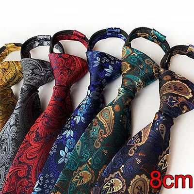 Men's Ties: Black Zipper Tie, Pre-tied Bow Tie, Women's Green Navy Blue Red Neckties, Classic 8cm Neckties for Men's Shirts, Zipper Cravat