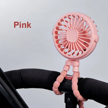 Baby Stroller Fan Portable Handheld 360° Rotate Flexible Adjustable Tripod Air Cooling Fan Rechargeable Baby Stroller Clip Fan