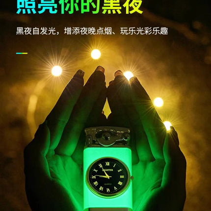 Creative Real Watch Metal Rocker Arm Butane Gas Torch Lighter Windproof Double Jet Flame Cigar Lighters Smoking Gadgets For Men