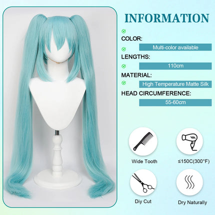 110cm Cosplay Wig, Double Ponytail Synthetic Fiber Wig, Halloween, Christmas For women