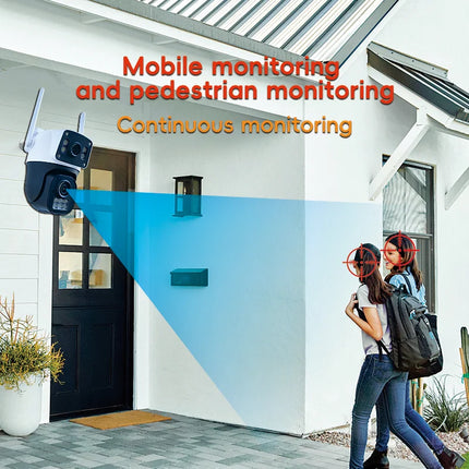 8MP 4G Sim Card Camera Dual Lens Dual Screen Wireless WiFi Outdoor Surveillance Cam Human Detect Security Protection PTZ IP Cam