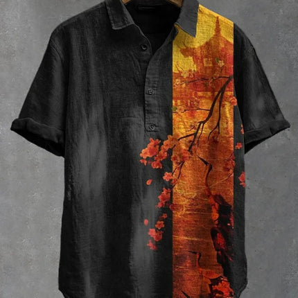 Men's polo shirt octopus print short-sleeved polo shirt summer fashion casual large size Hawaiian resort style printed top