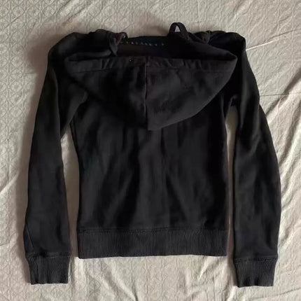 Hooded Casual Letter Sweatshirt Sudadera Oversized Hoodie Ropa De Mujer American Retro Jacket Black Streetwear Women Jacket