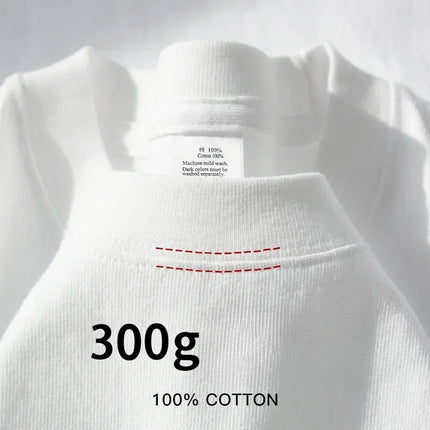 Summer Cotton Heavy Duty 300g American Pure Cotton Short-Sleeve T-shirt Men's Casual Base Top Oversized T-Shirt