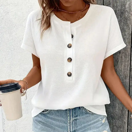 Europe and America large solid color short sleeve T-shirt women summer new loose V-neck casual all-matching three-point sleeve b