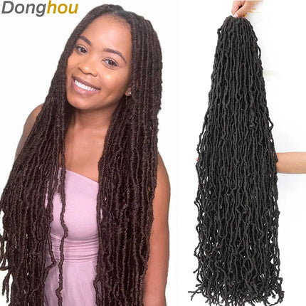 Long Goddess Faux Locks Crochet Braids Brown Blue 1B 30 350 Soft Locs Braiding Hair Synthetic Faux Locs Crochet Hair Extensions