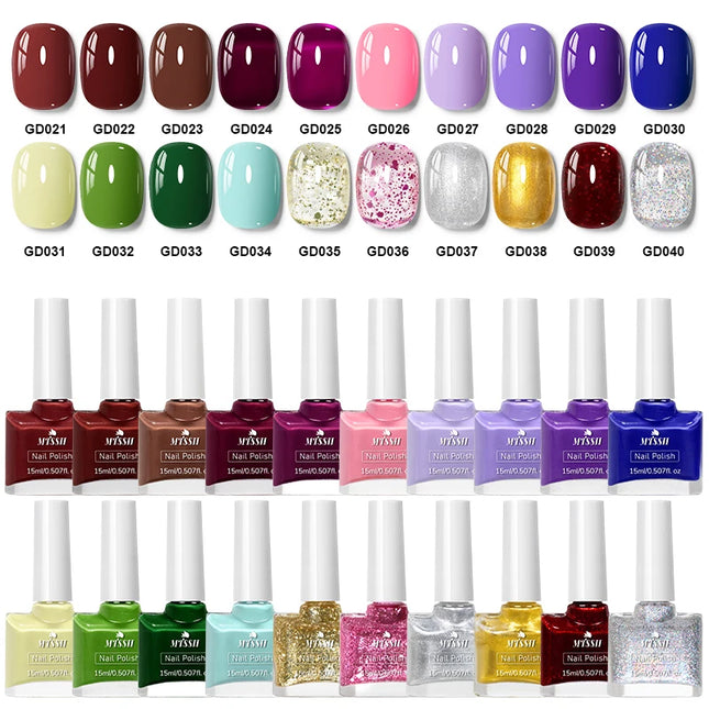 20pcs/set 15ml Water-Based Nail Polish Long Lasting Quick Drying No Need of Lamp to Cure Nail Supplies Vernis for Nails Manicure