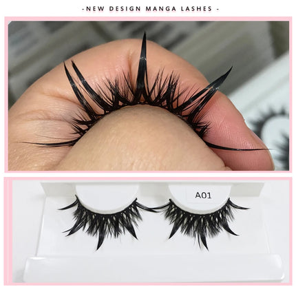 RED SIREN Eyelashes New Design Wet Manga Lashes Korean Makup Fashion Long Thick Natural Fake Eyelashes