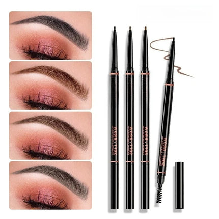 Waterproof Double-Headed Rotable Eyebrow Pen with 1.5mm Fine Refill And Eyebrow Brush for Precision Brows Makeup