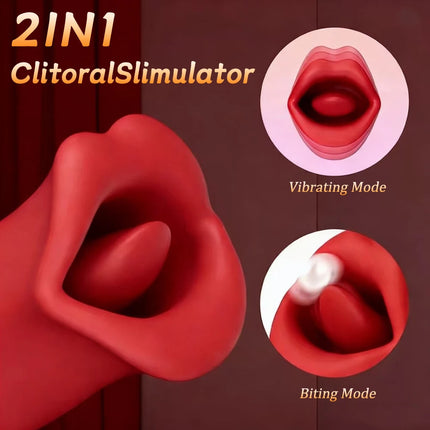 Tongue Licking Vibrator for Women Oral Sex Biting and Vibrating Clitoris Stimulator Nipple Sucker Adult Female Toys Couple Goods