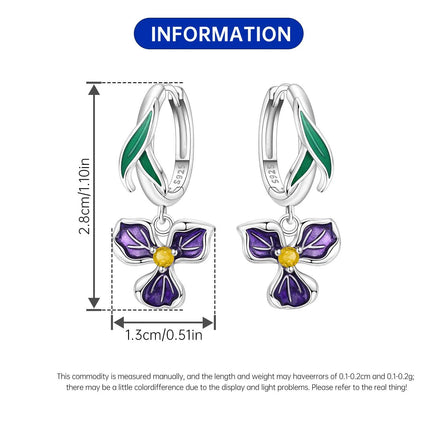 Hot Sale Original 925 Sterling Silver Zircon Pink Paw Print Earrings Heart Flower Leaf Design Women Party Jewelry Gift Ear Loops