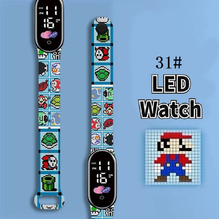 Mario Kids LED Watch Waterproof Touch Digital Bracelet Sports Wristwatch Anime Cartoon Children's Watch For Birthday Gift