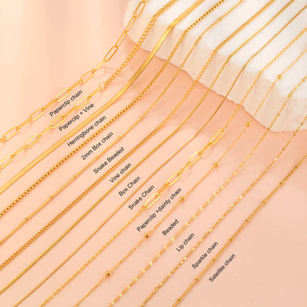 Skyrim Stainless Steel Gold Color Chain Necklace Women Minimalist Cuban Paperclip Twisted Snake Chain Fashion Jewelry Wholesale