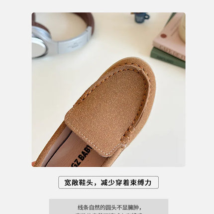 Spring Kids Loafers Suede Minimalist Trendy Unisex Boys Girls Leather Shoes Versatile Slip-resistant Solid Color Children Shoe