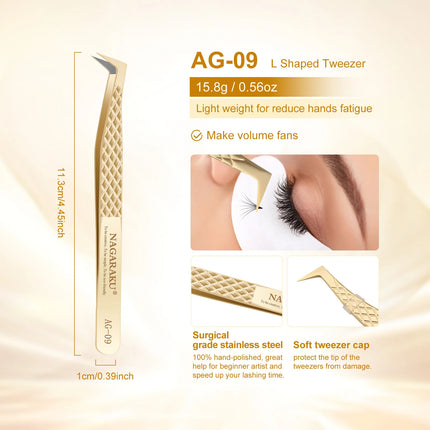 Nagaraku Fiber Tip Tweezer For Eyelash Extensions Professional Eyelash Tweezers Antistatic Straight Anti-slip Nano Technology