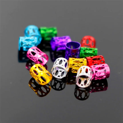 100Pcs Dreadlocks Beads Hair Braid Rings Clips Dread Locks Hair Braiding Metal Cuffs Hair Rings Decoration Accessories Jewelry