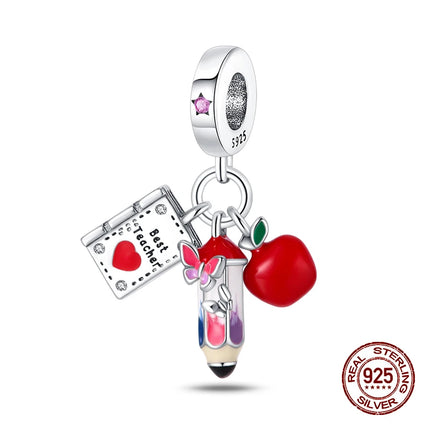 100% 925 Sterling Silver Graduation Season Series Owl Bachelor's Hat Charms Beads Fit 3mm 925 Original Bracelets DIY Jewelry