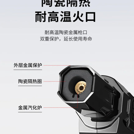 Metal High-temperature High Flame Welding Gun Lighter Windproof Direct Spray Flame Safety Lock Kitchen Cigar Outdoor Lighter