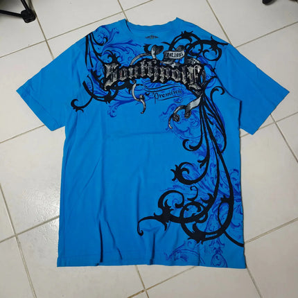 American 2000s Street Affliction New Men Tops Gothic Retro Printed Oversize T-shirt couple Hip Hop Harajuku Punk Short Sleeves