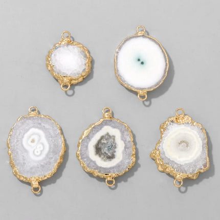 Fashion Irreguar Druzy Agat Pendant Natural Quartz Connector Charms For Jewelry Making  Necklace Bracelet Earrings DIY 2pcs/lot
